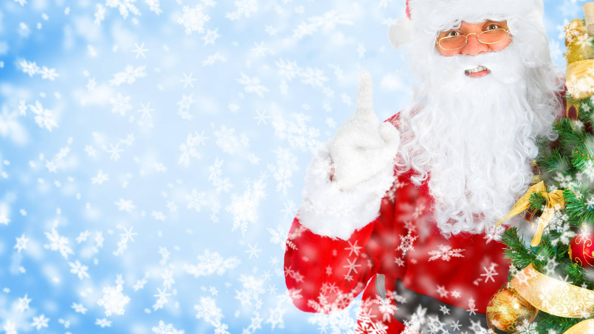 Santa Claus And Snowflakes