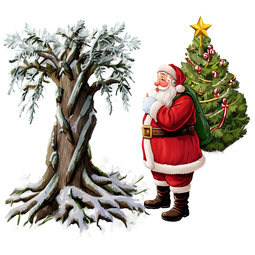 Santa Claus And Tree Png 89 PNG