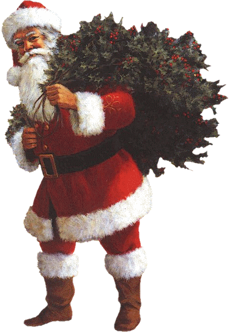 Santa Claus Carrying Christmas Tree PNG