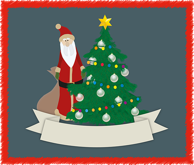 Santa Claus Christmas Tree Illustration PNG