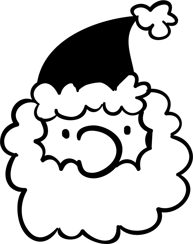 Santa Claus Hatand Beard Outline PNG