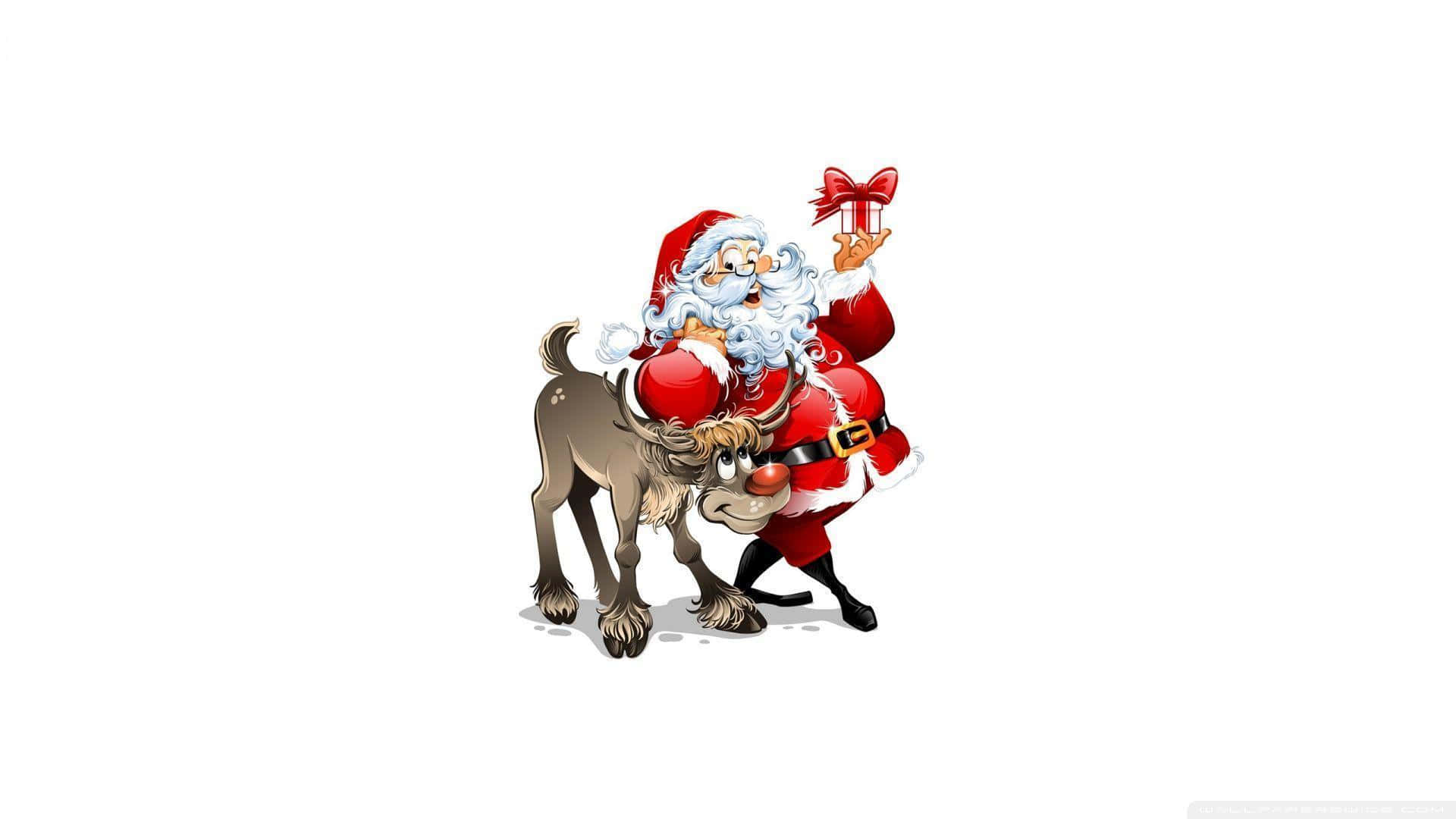 Santa Claus and his Magical Bag of Gifts Wallpaper