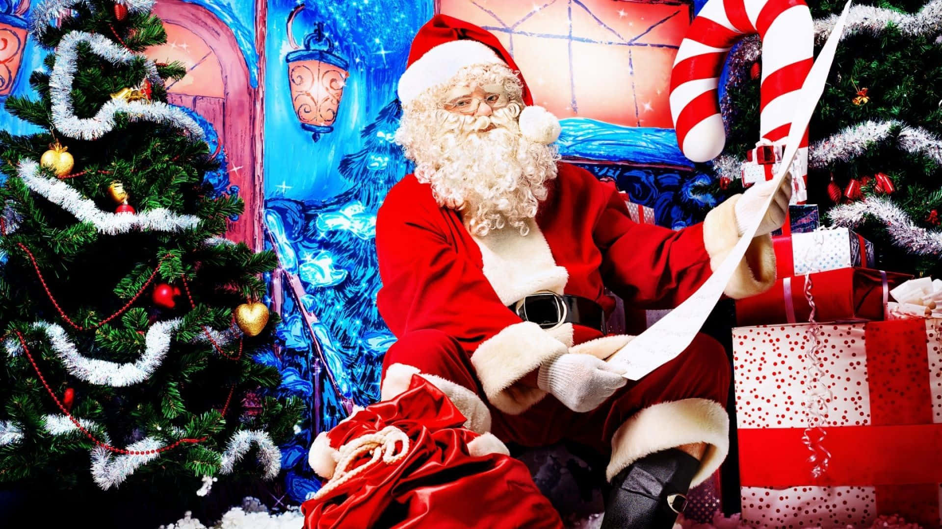 Santa forbereder sig på jul - HD-billede Wallpaper