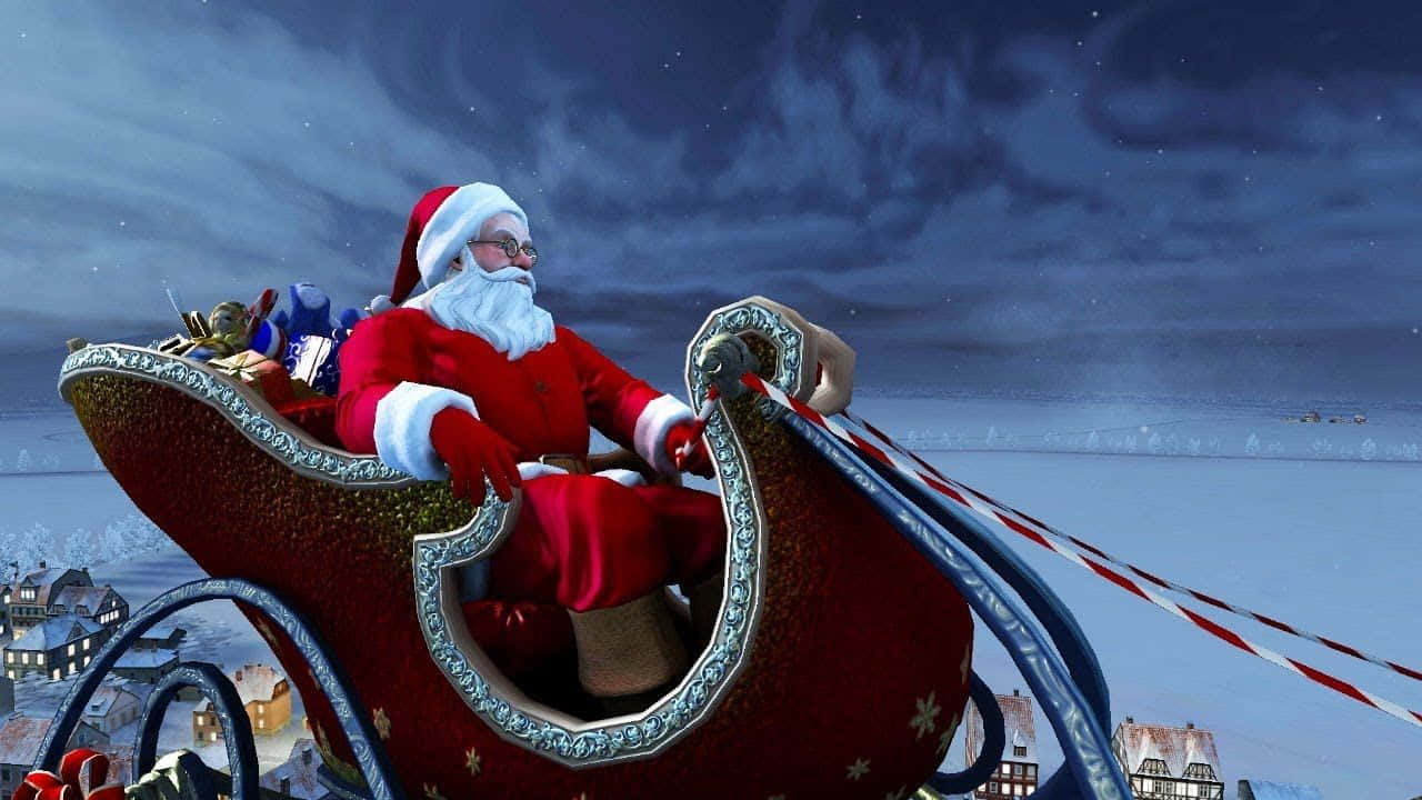 Haen Riktigt God Jul Med Jultomte Hd Som Ditt Dator- Eller Mobilskrivbordsbakgrund. Wallpaper