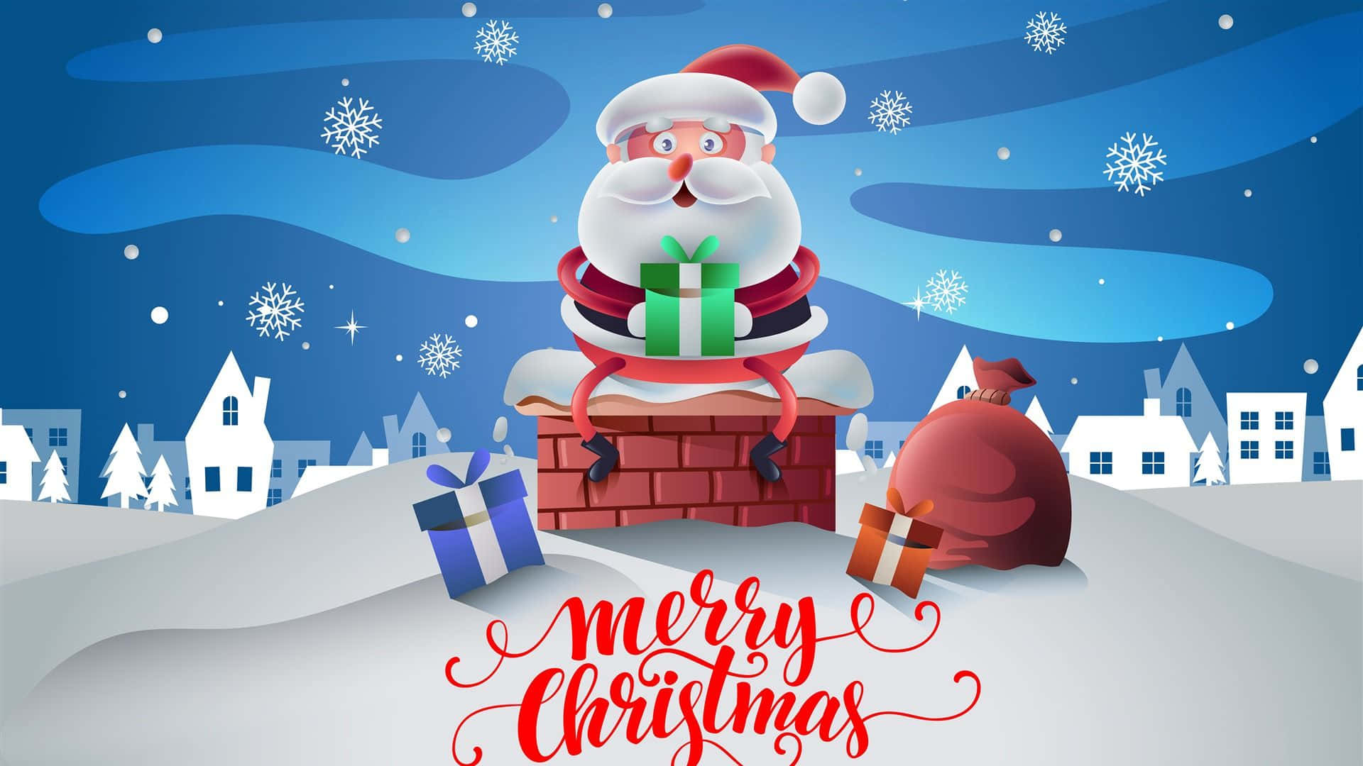 A cheery Santa Claus sending Christmas greetings Wallpaper