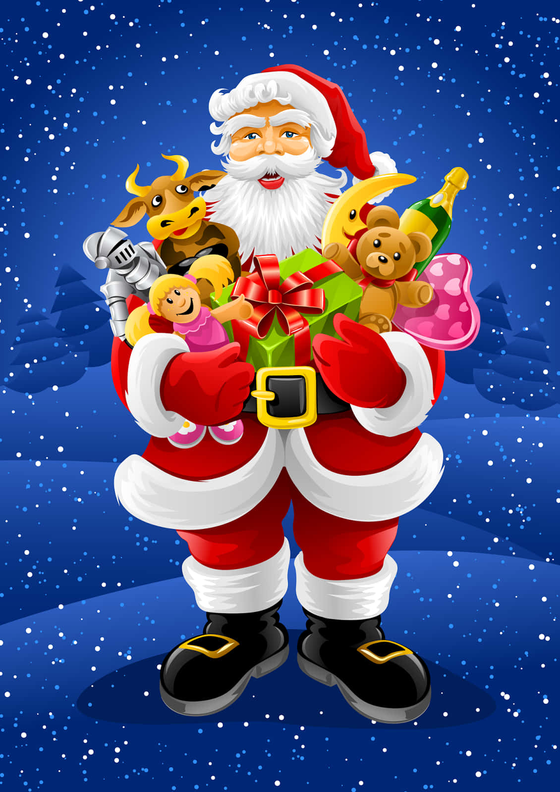 A jolly Santa Claus in a festive red and white suit, ready to bring cheer this holiday season. Wallpaper