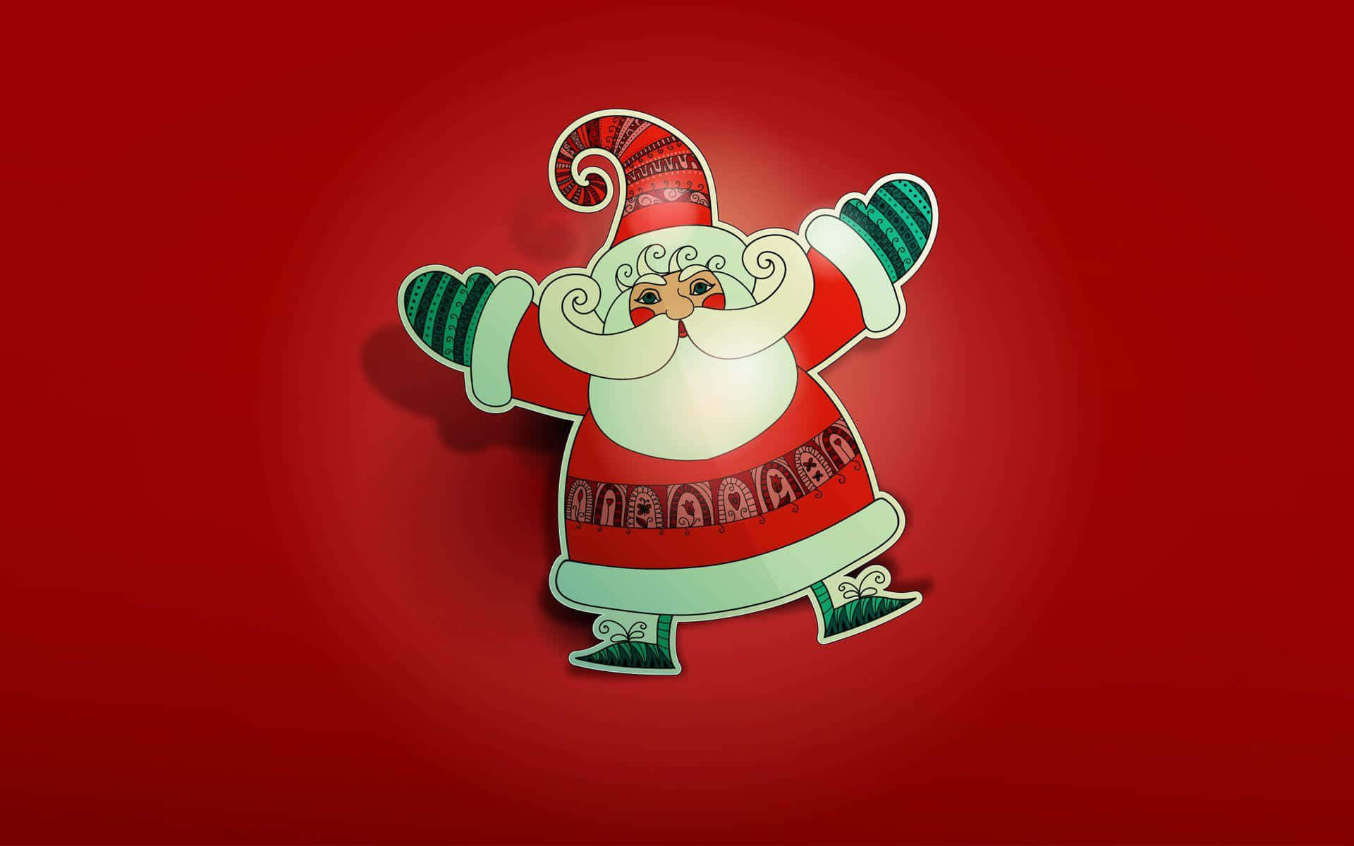 Santa Claus delivering presents to children on Christmas Eve Wallpaper