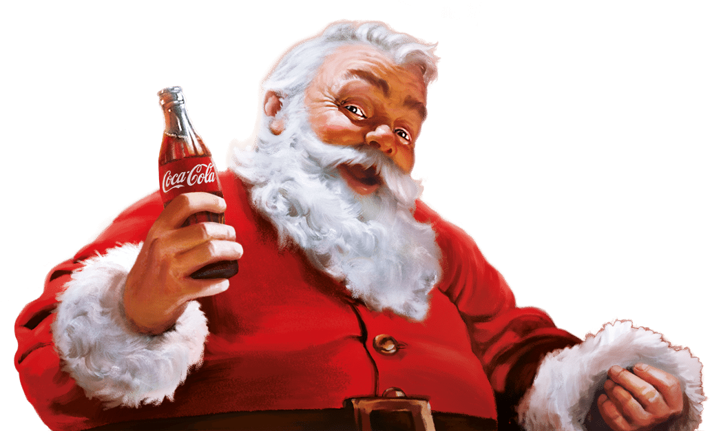 Santa Claus Holding Coca Cola Bottle PNG