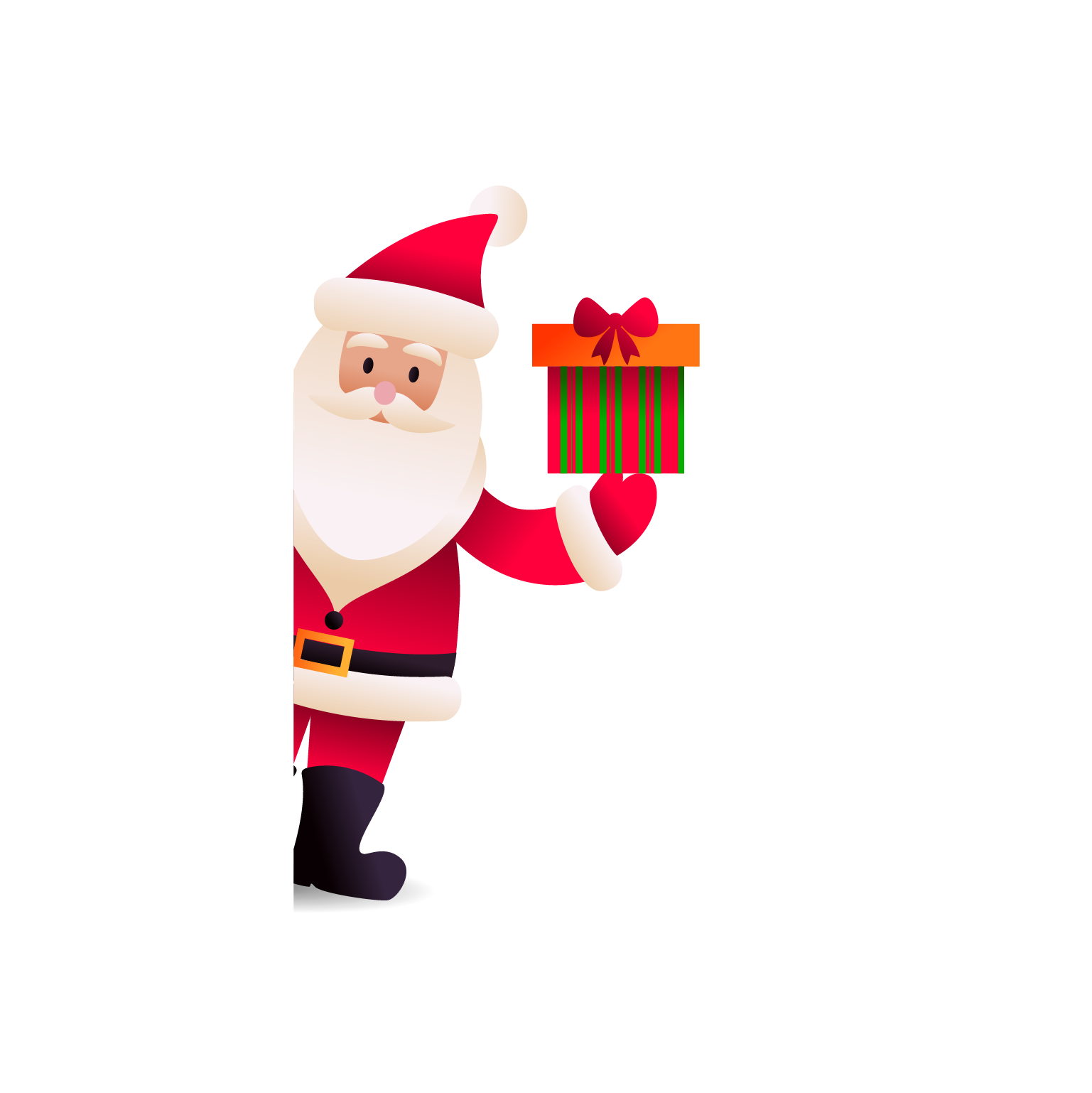 Santa Claus Holding Gift Happy New Year PNG