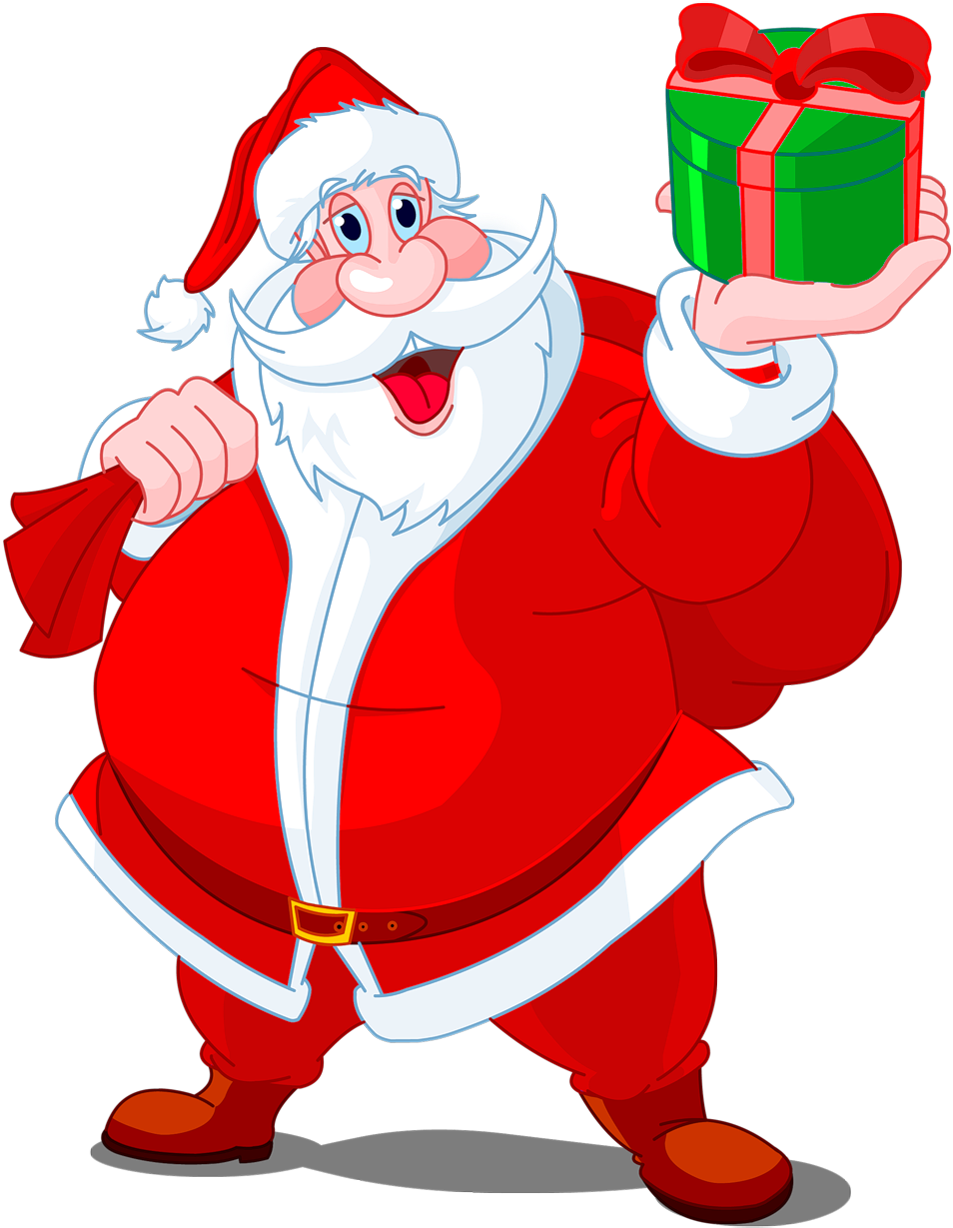 Santa Claus Holding Gift Transparent Background.png PNG