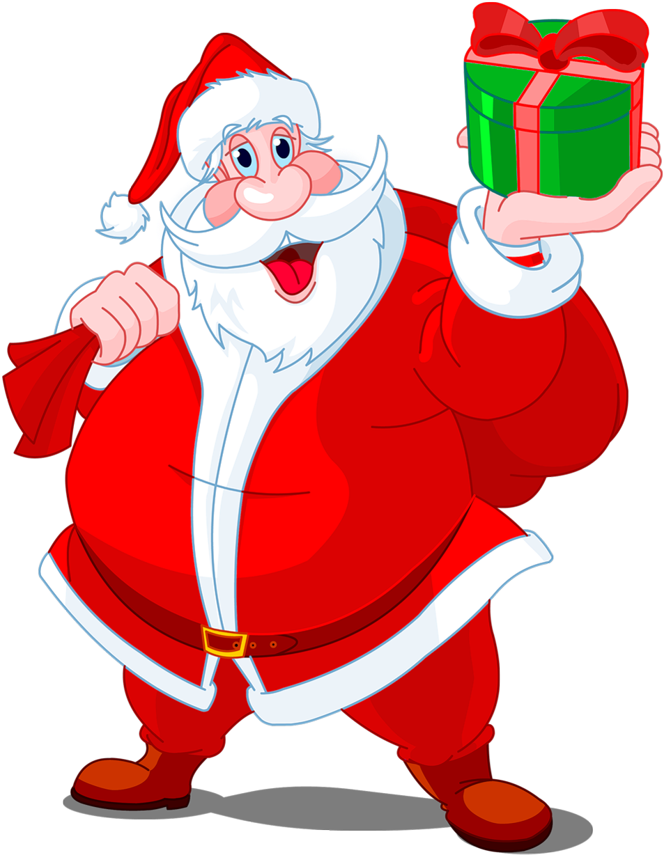 Download Santa Claus Holding Gift Transparent Background.png ...