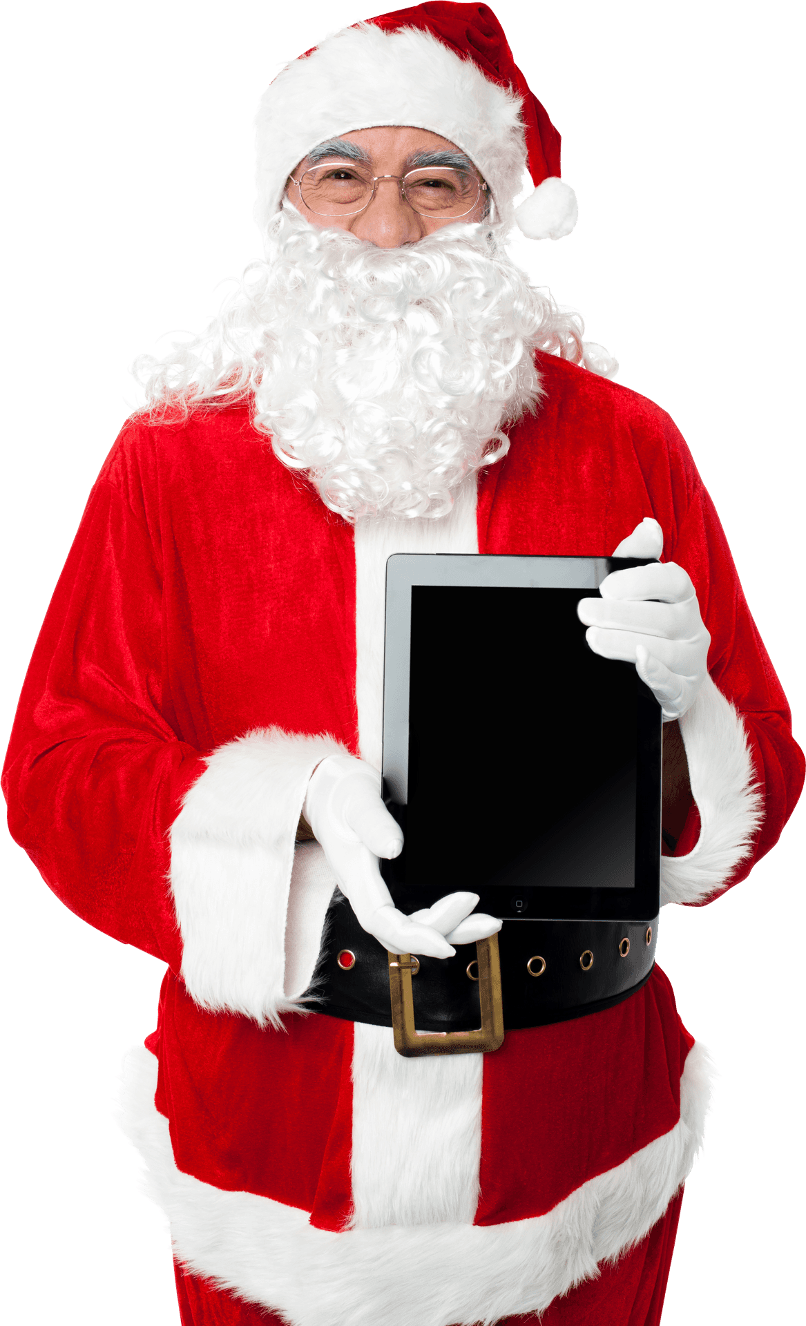 Santa Claus Holding Tablet PNG