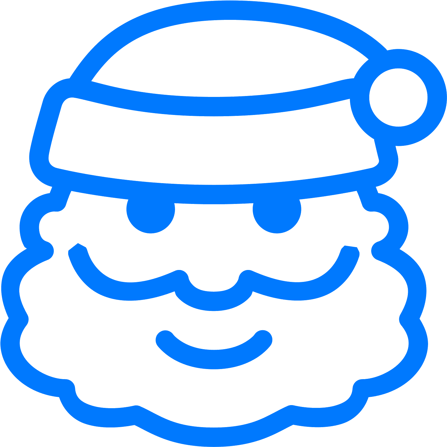 Santa Claus Icon Blue Outline PNG