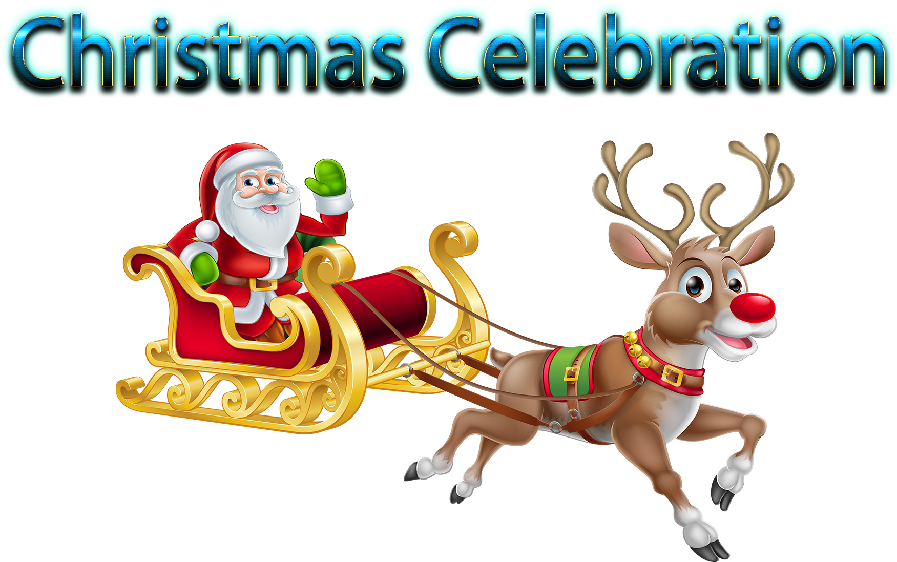 Santa Claus Reindeer Sleigh Christmas Celebration PNG