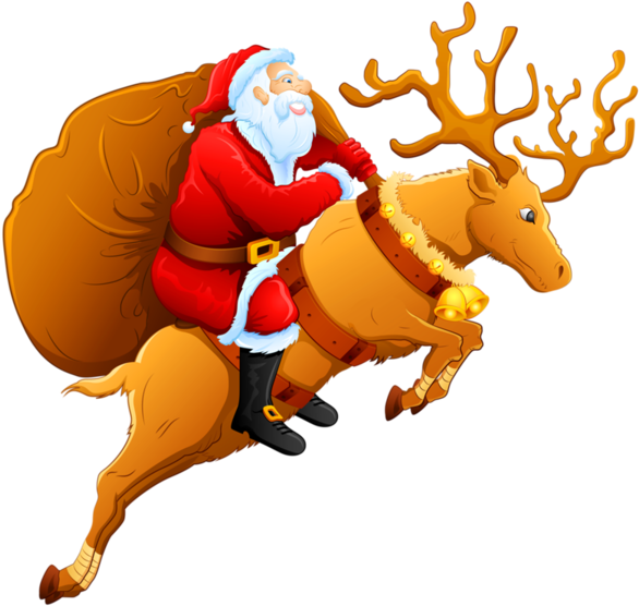 Download Santa Claus Riding Reindeer | Wallpapers.com