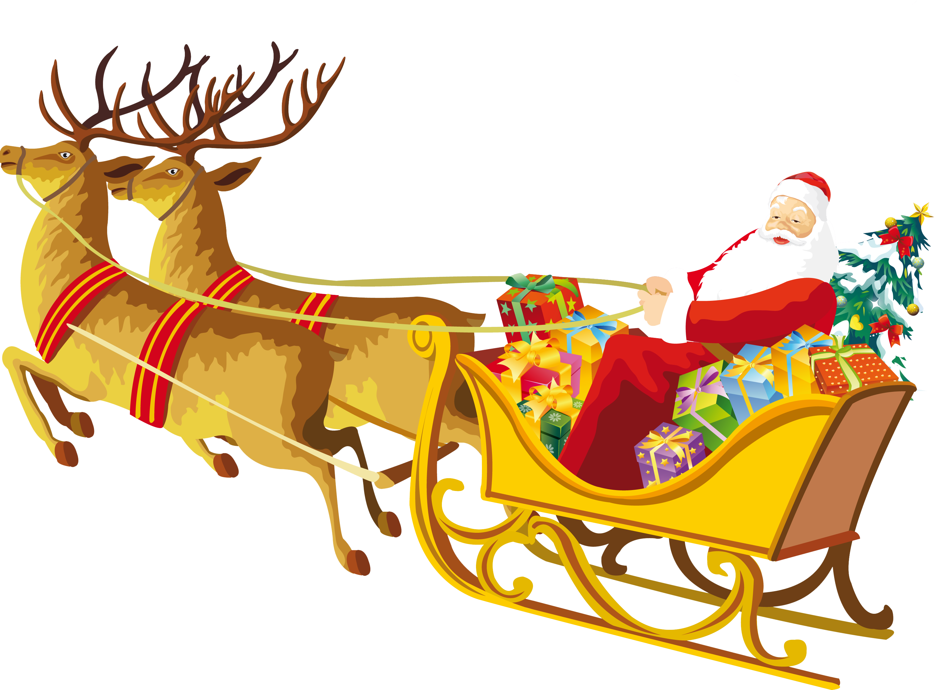 Santa Claus Sleigh Reindeer Christmas Eve PNG