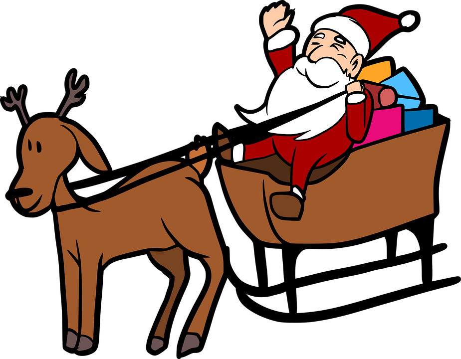 Santa Claus Sleigh Ride Cartoon PNG