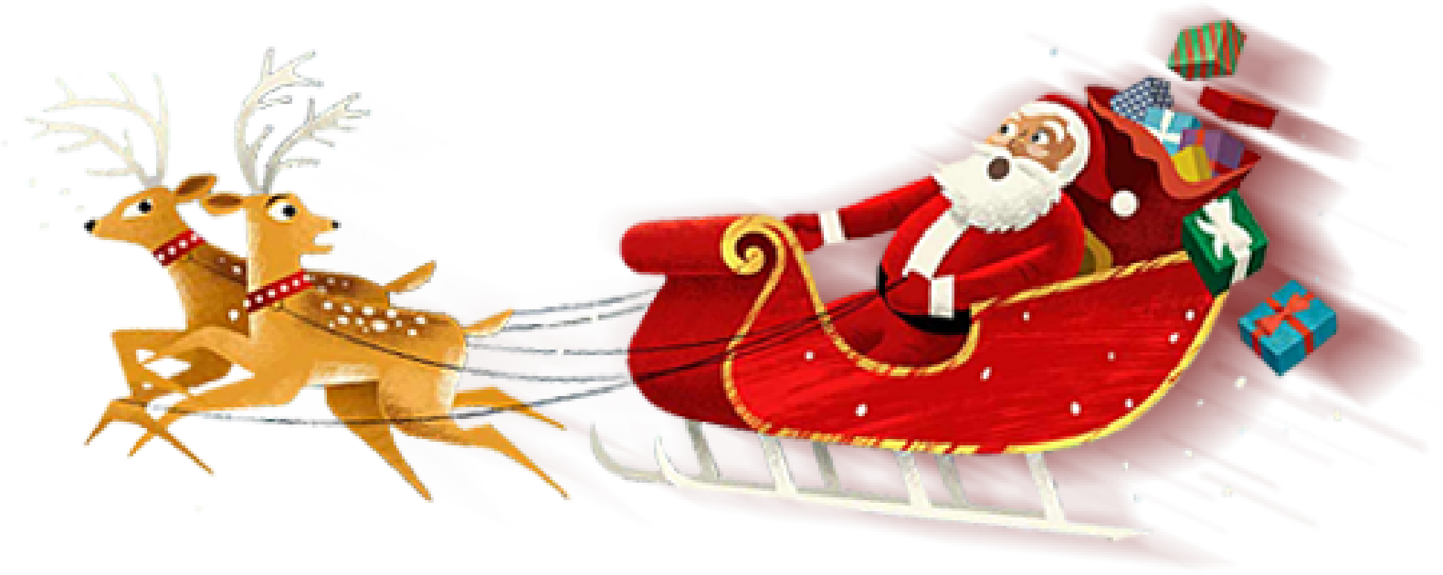 Santa Claus Sleigh Ride Illustration PNG