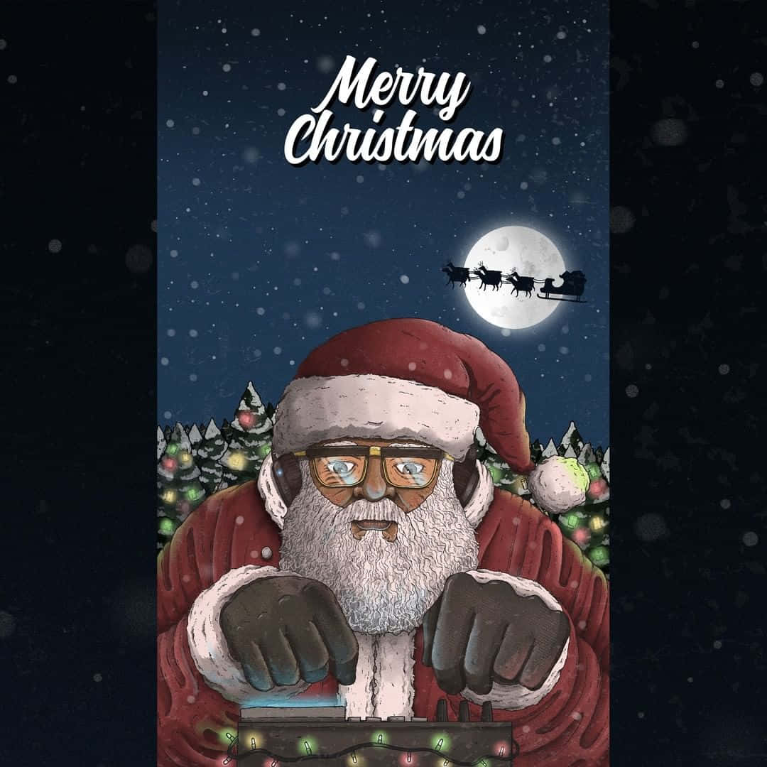 Santa Claus Typing Simple Aesthetic Cute Christmas Wallpaper
