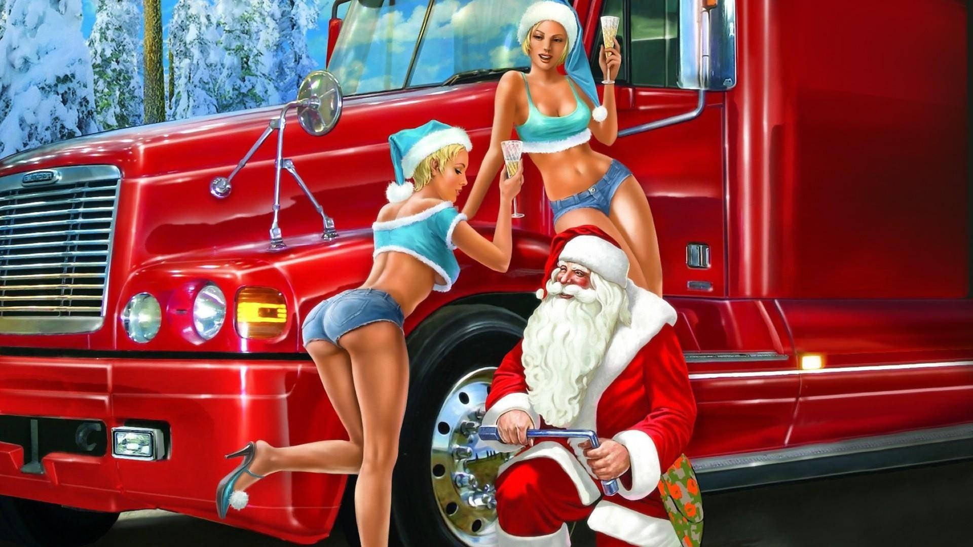 Santa Claus With Girls