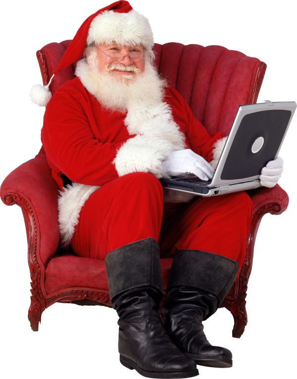 Santa Claus With Laptop PNG