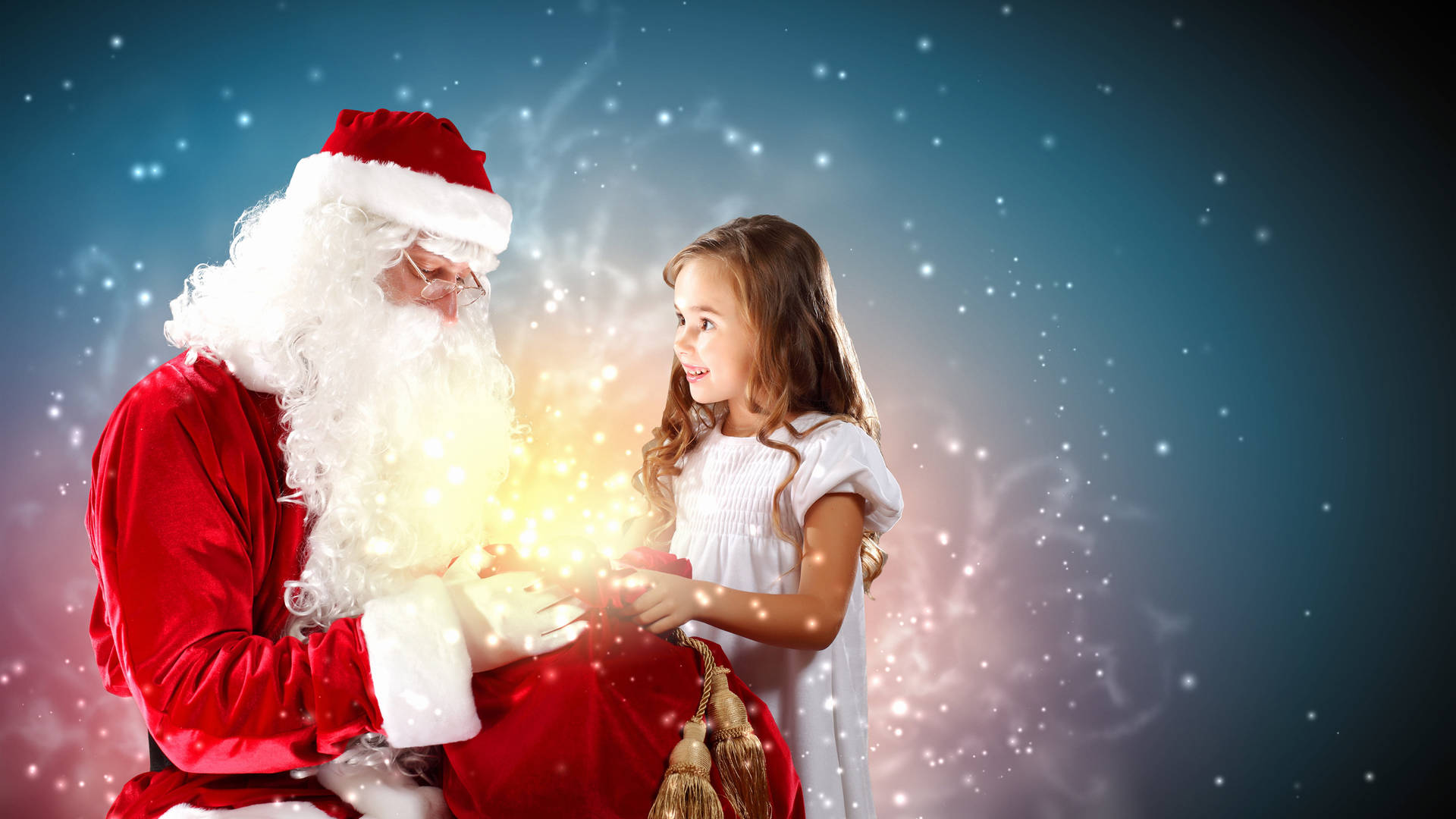 Santa Claus With Little Girl