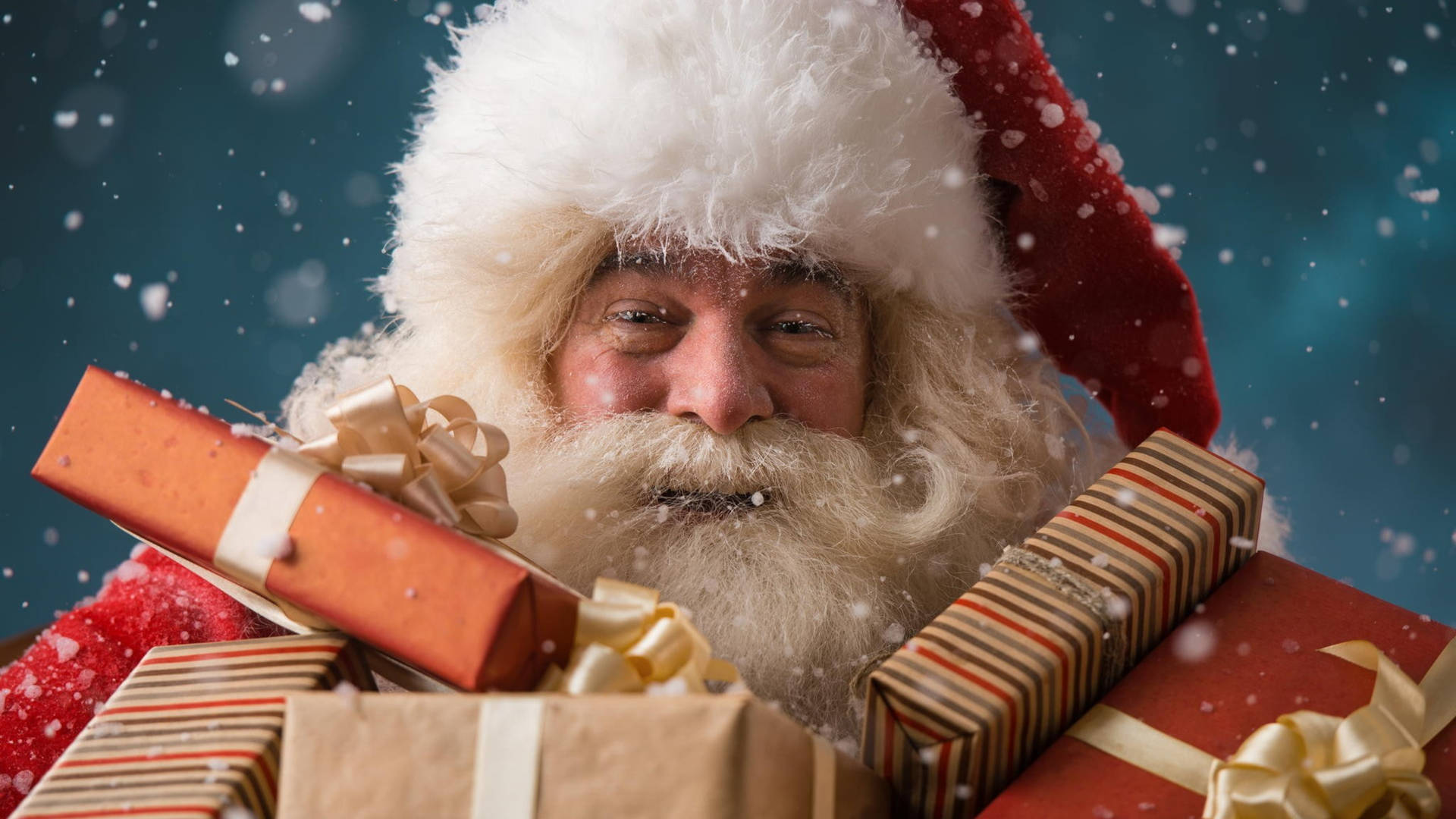 Santa Claus With Presents Wallpaper