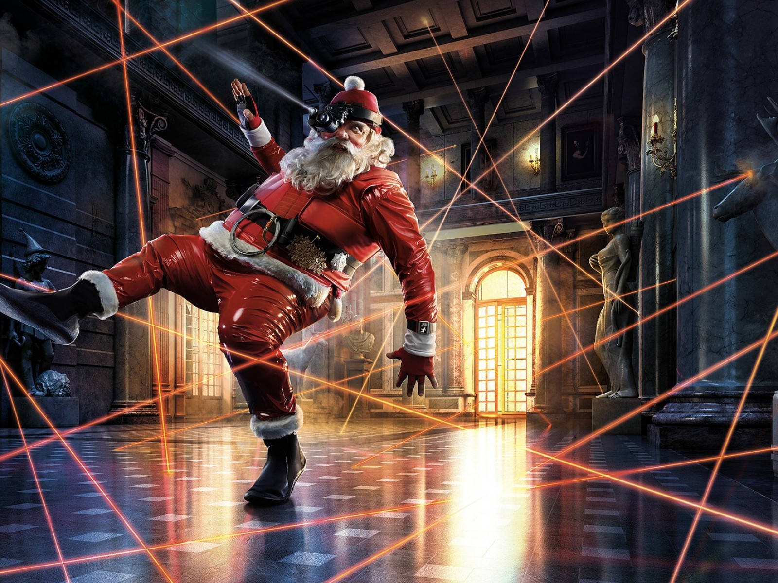 Santa Dodging Laser Tags Wallpaper