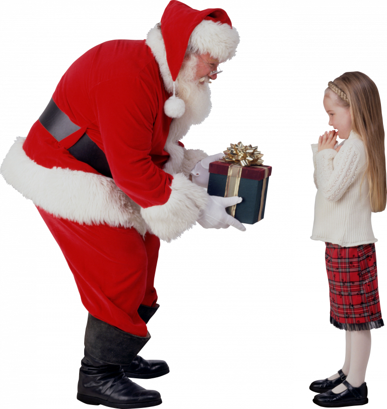 Santa Giving Giftto Child PNG