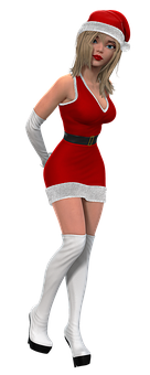 Santa Hat Female Character3 D Model PNG