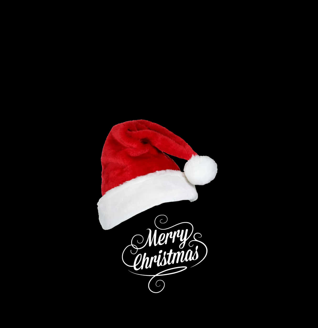 Santa Hat Merry Christmas Black Background PNG