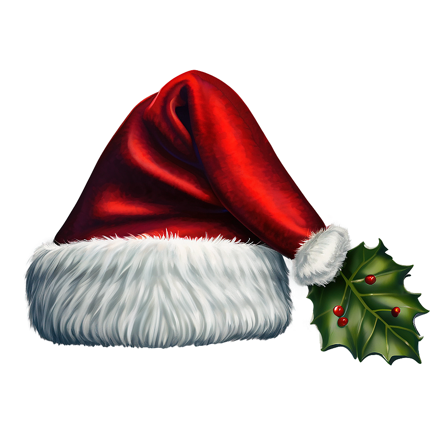 Download Santa Hat With Holly Png Uef | Wallpapers.com