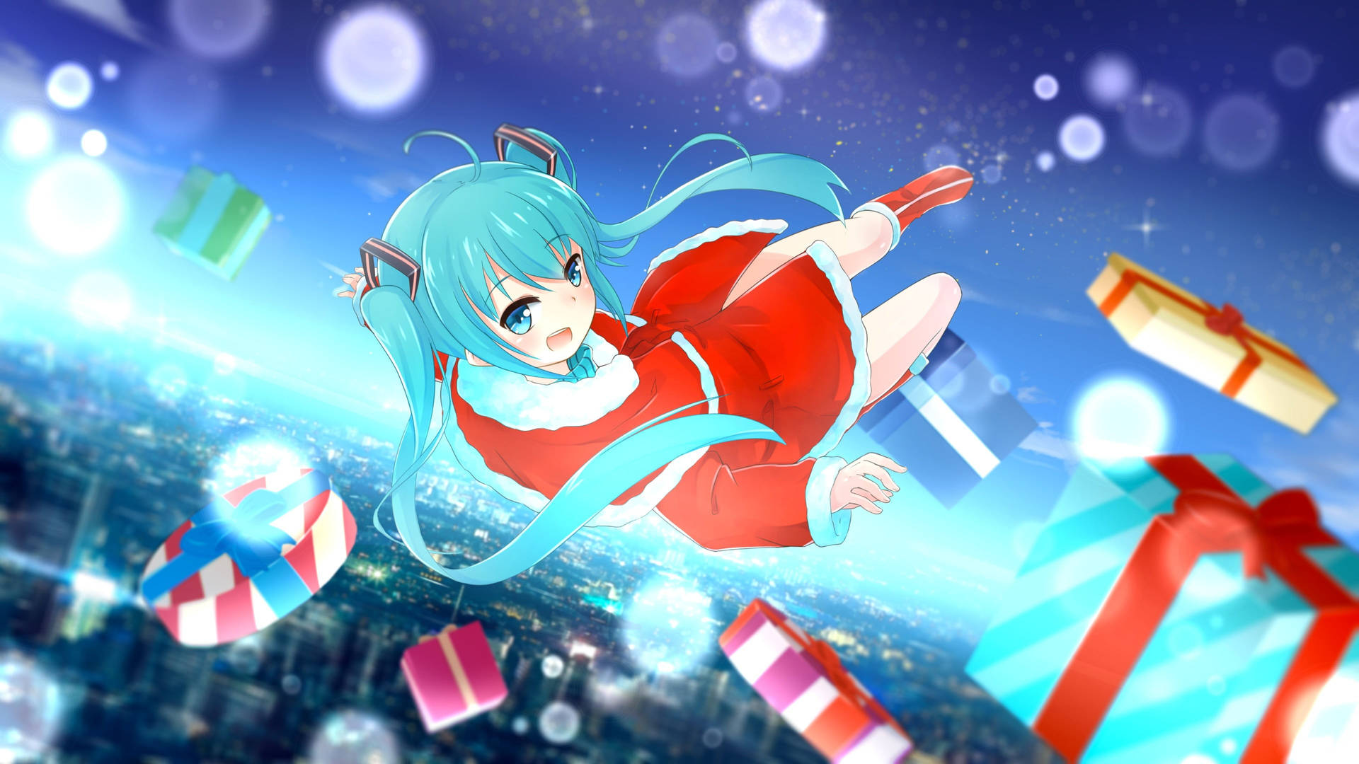 Santa Hatsuni Miku Anime Christmas Wallpaper
