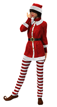 Santa Inspired Fashion Model Pose PNG