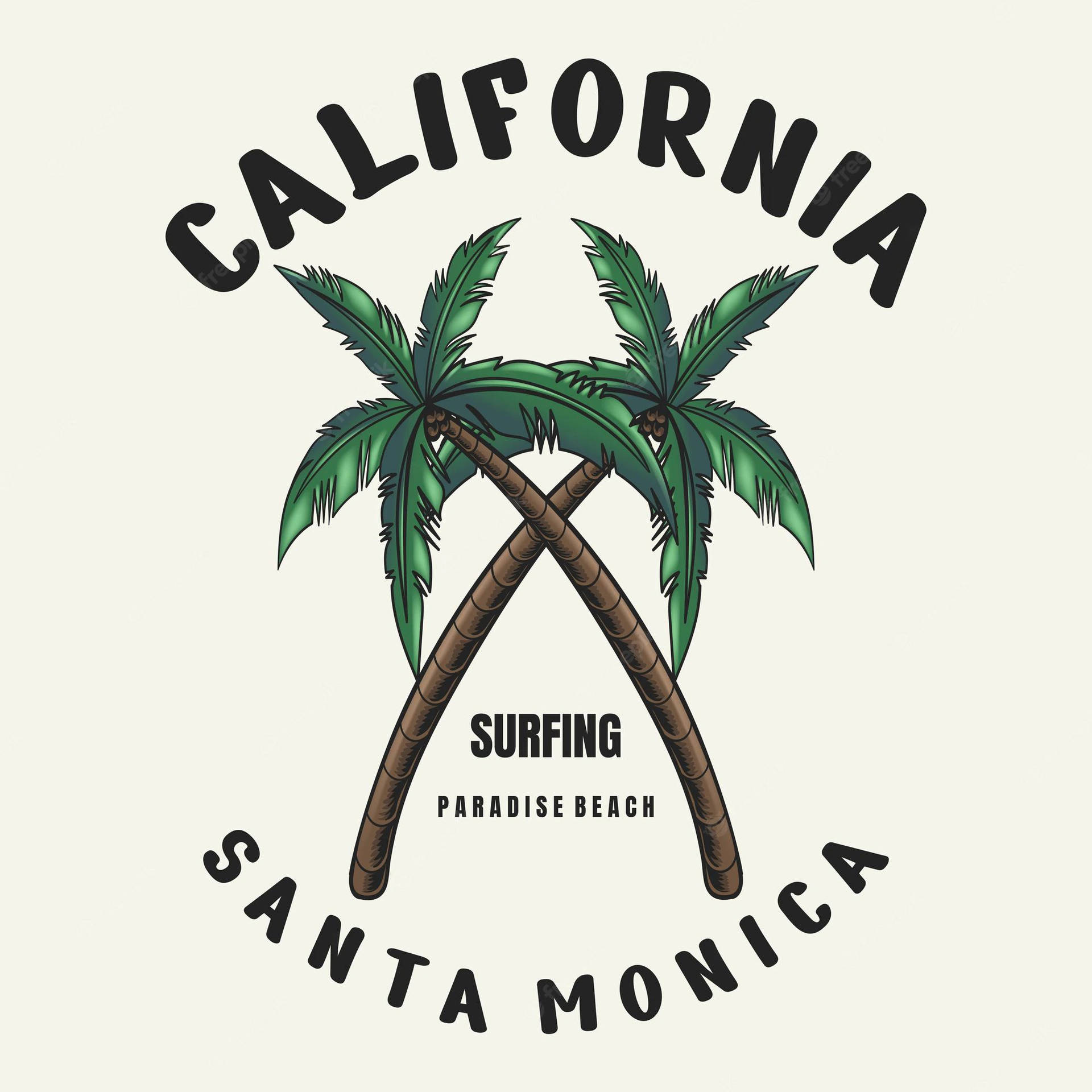 Santa Monica Crossed Palm Trees Wallpaper