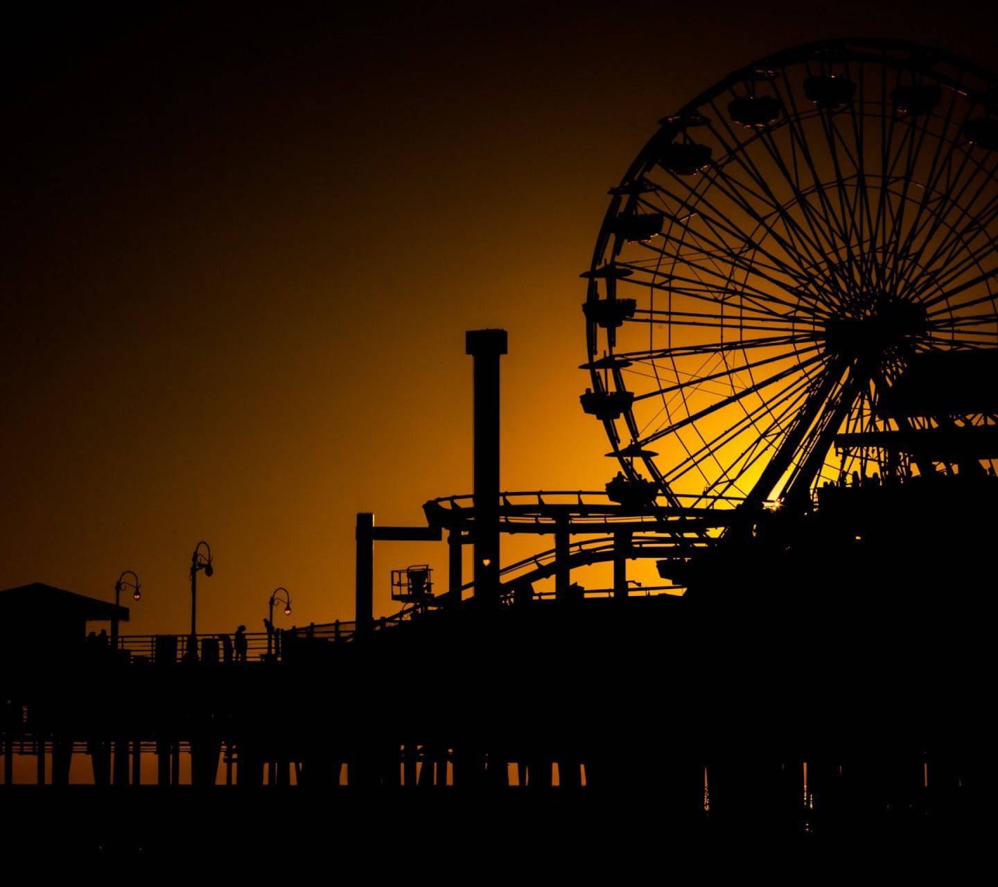 Santa Monica Ferris Wheel Silhouette Wallpaper