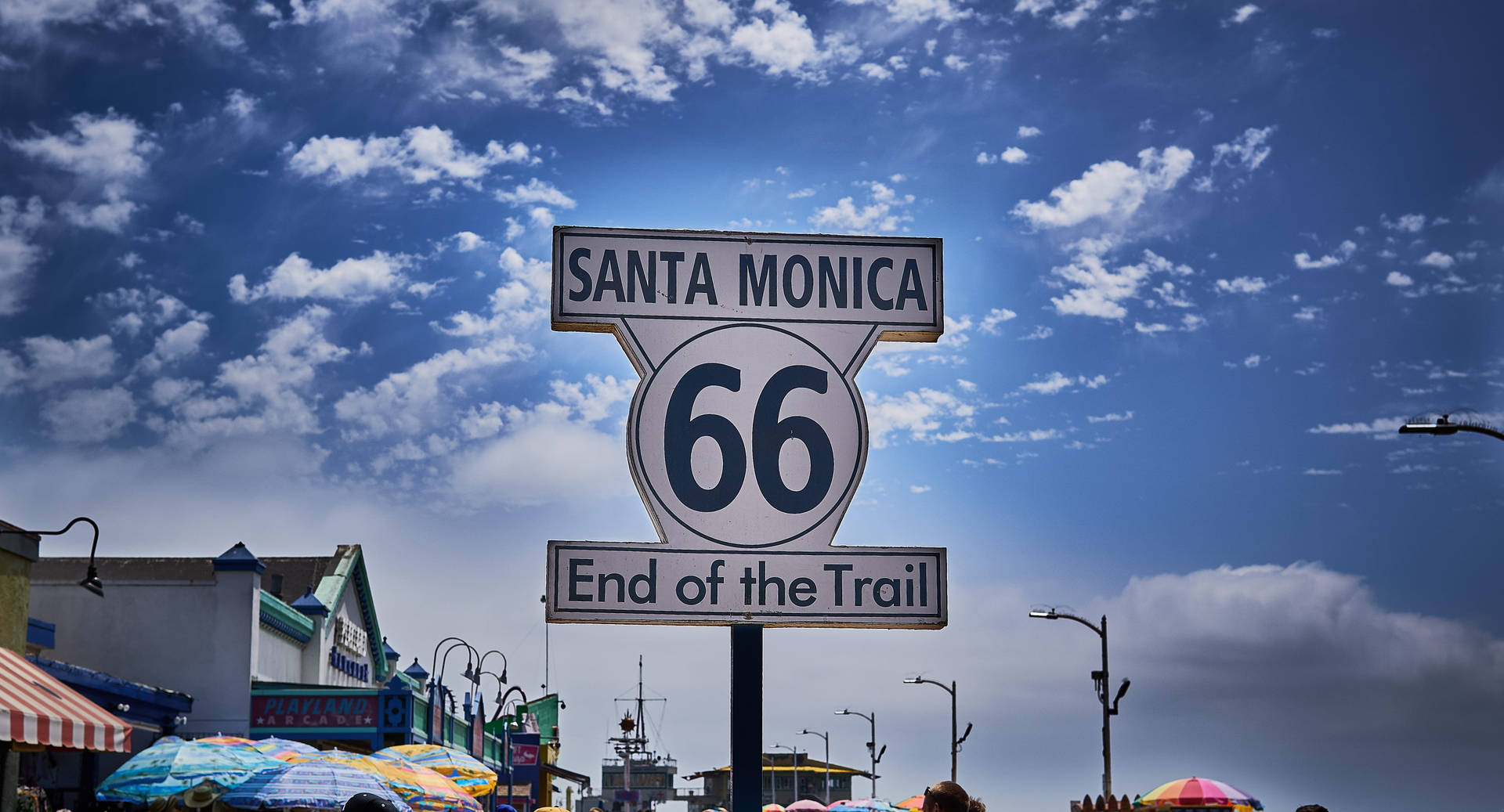 Marcadorde La Ruta 66 En Santa Mónica Fondo de pantalla
