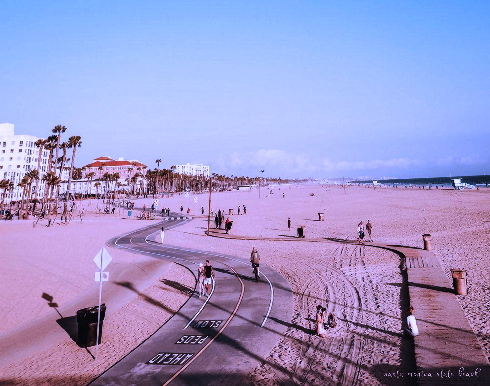 Caption: Serene View of Santa Monica State Beach Wallpaper