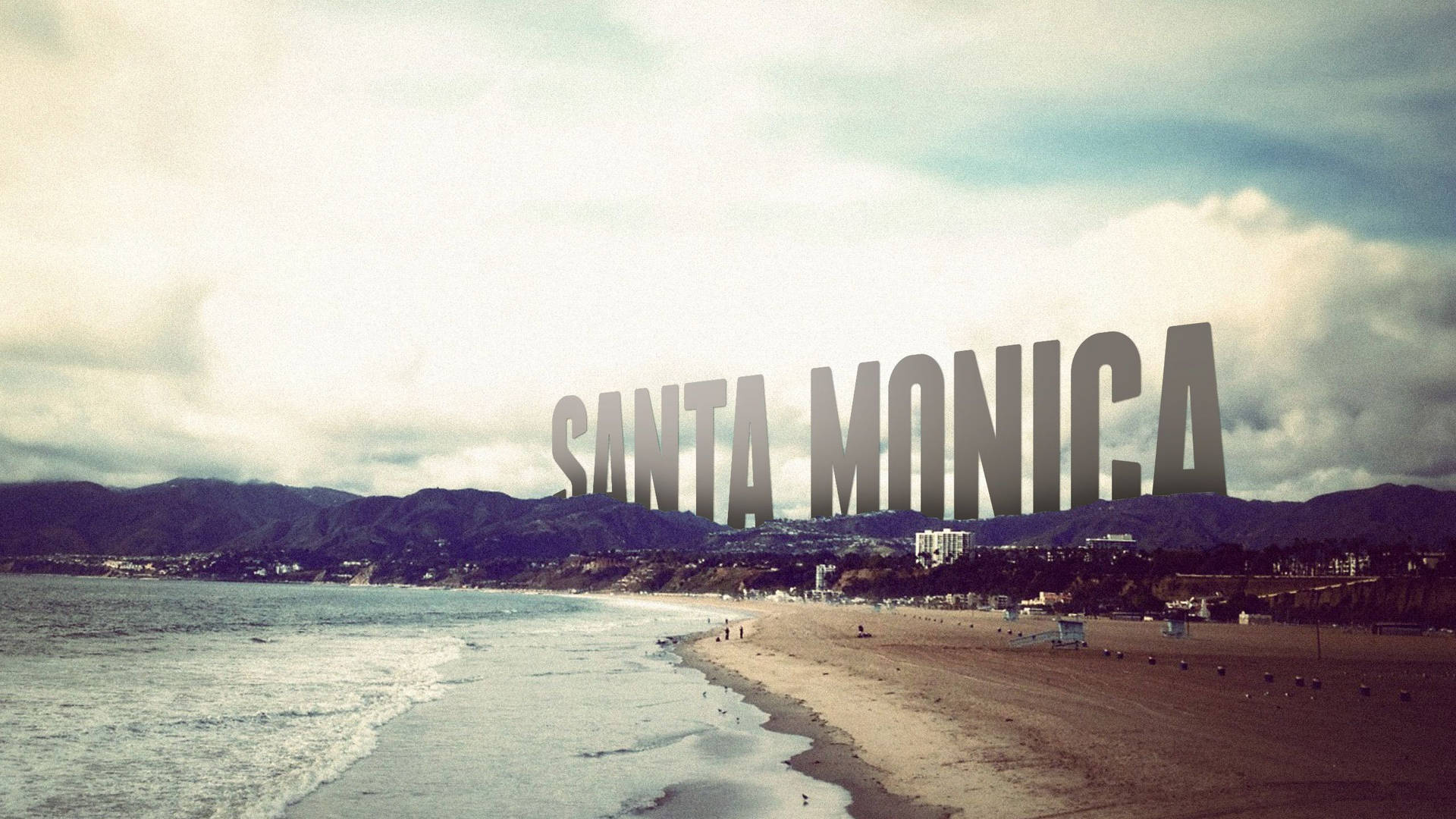 Scene - Den Santa Monica tekst mountainscene Wallpaper