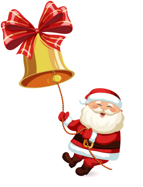 Santa Ringing Golden Bell PNG