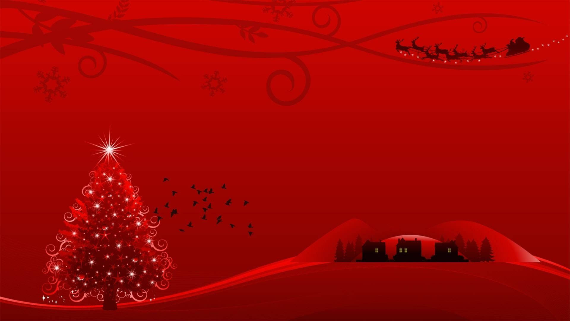 Santa's Sleigh Christmas Background Wallpaper