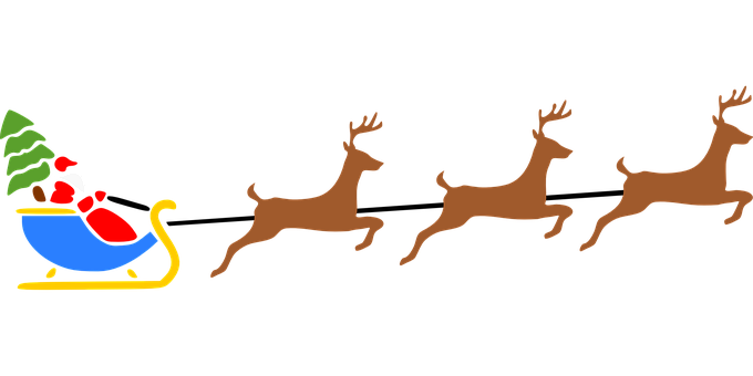 Santa Sleigh Reindeer Silhouette PNG