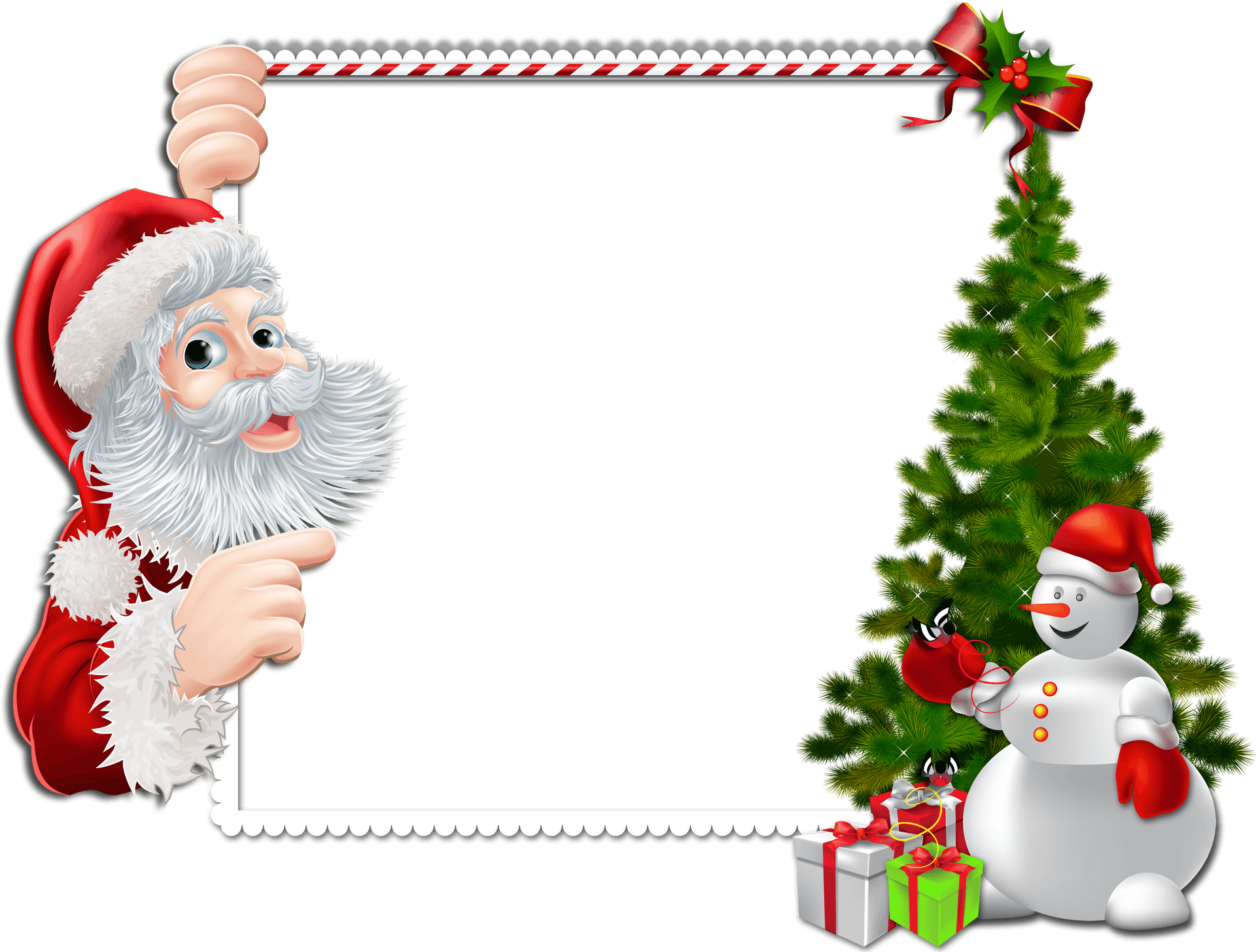 Santa Snowman Christmas Frame.png PNG