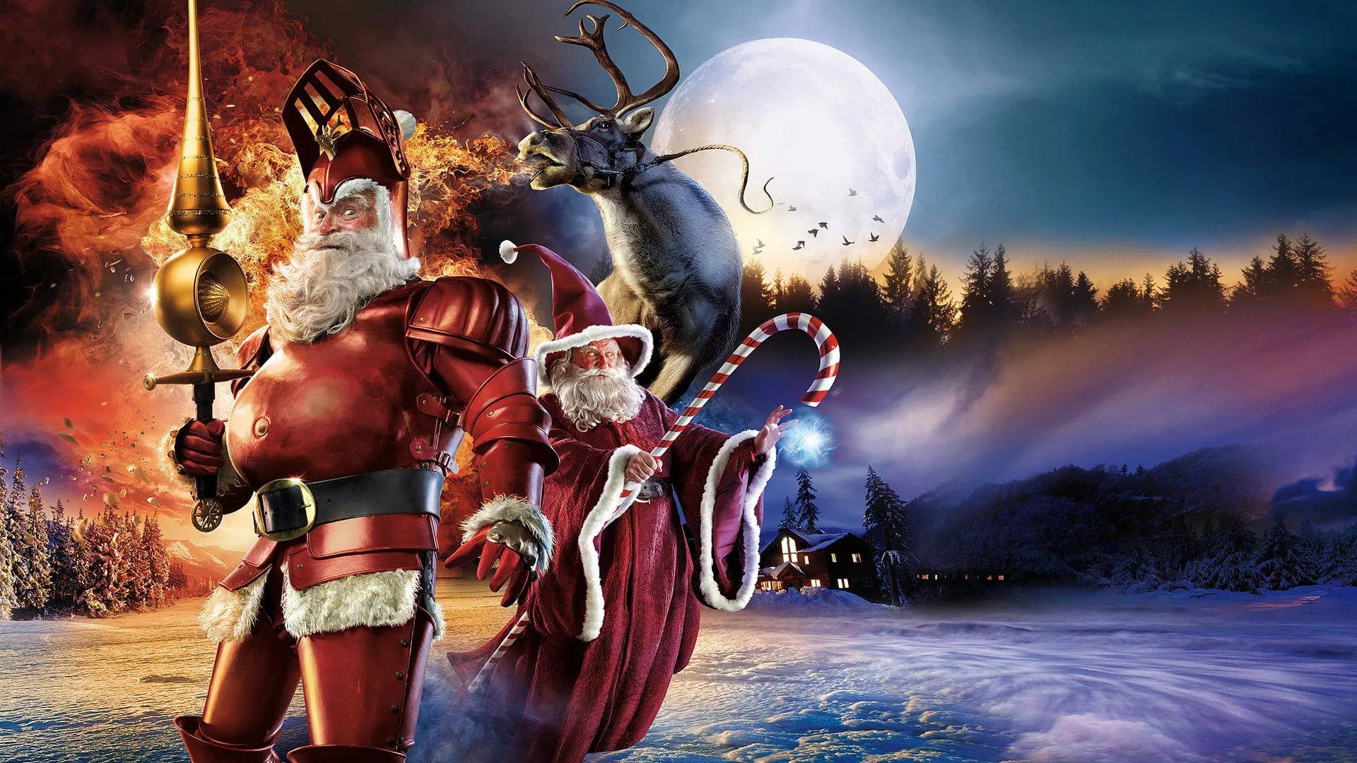 Santa Soldier And Magician Funny Christmas Wallpaper