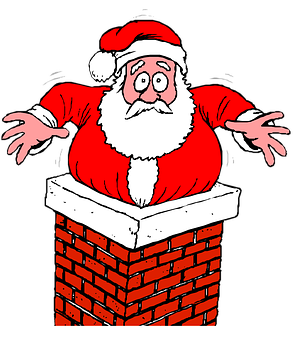 Santa Stuckin Chimney Illustration PNG