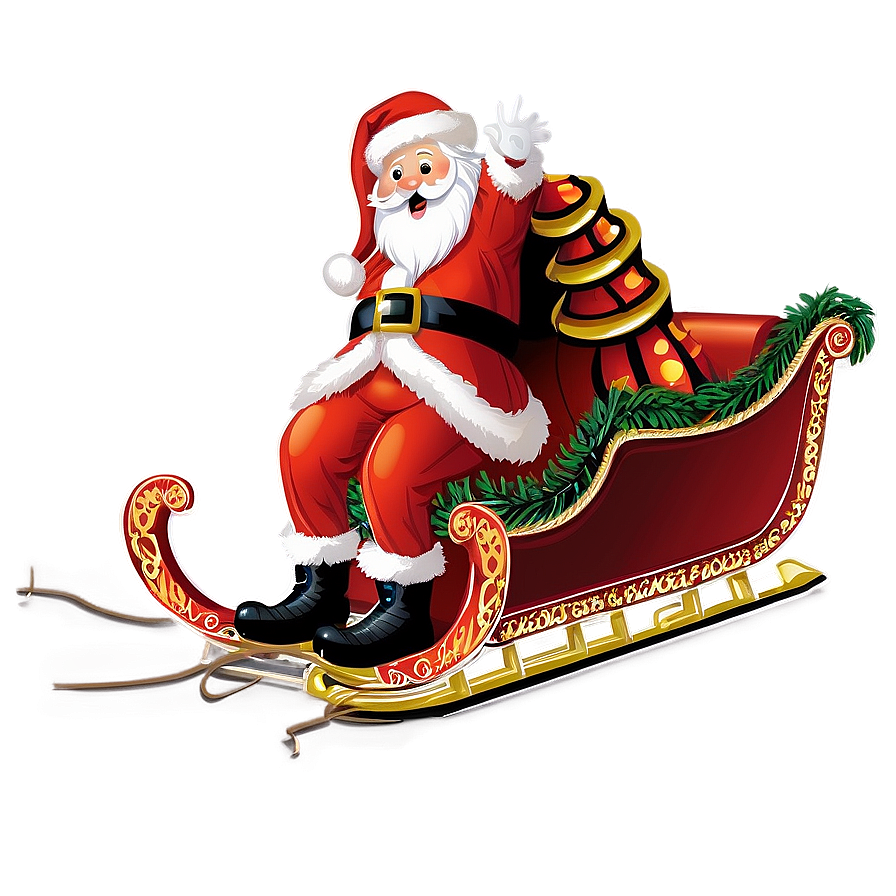 Download Santa With Sleigh Bells Png Oms | Wallpapers.com