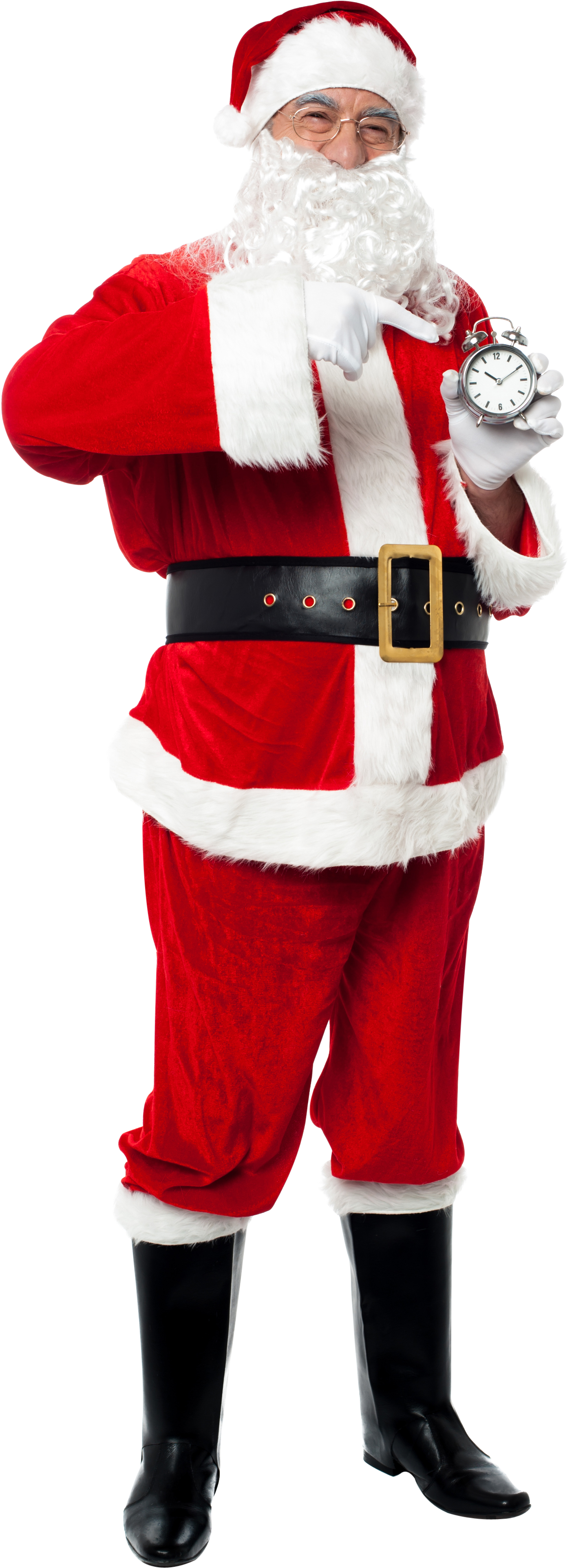 Santa_ Claus_ Holding_ Clock PNG