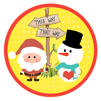 Santaand Snowman Direction Sign PNG