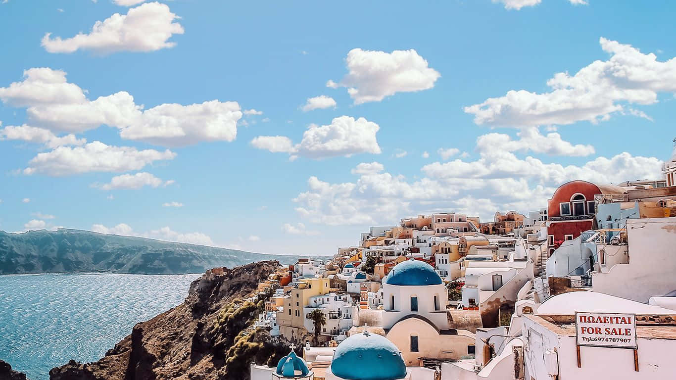 Santorini_ Cliffside_ View_ Greece Wallpaper