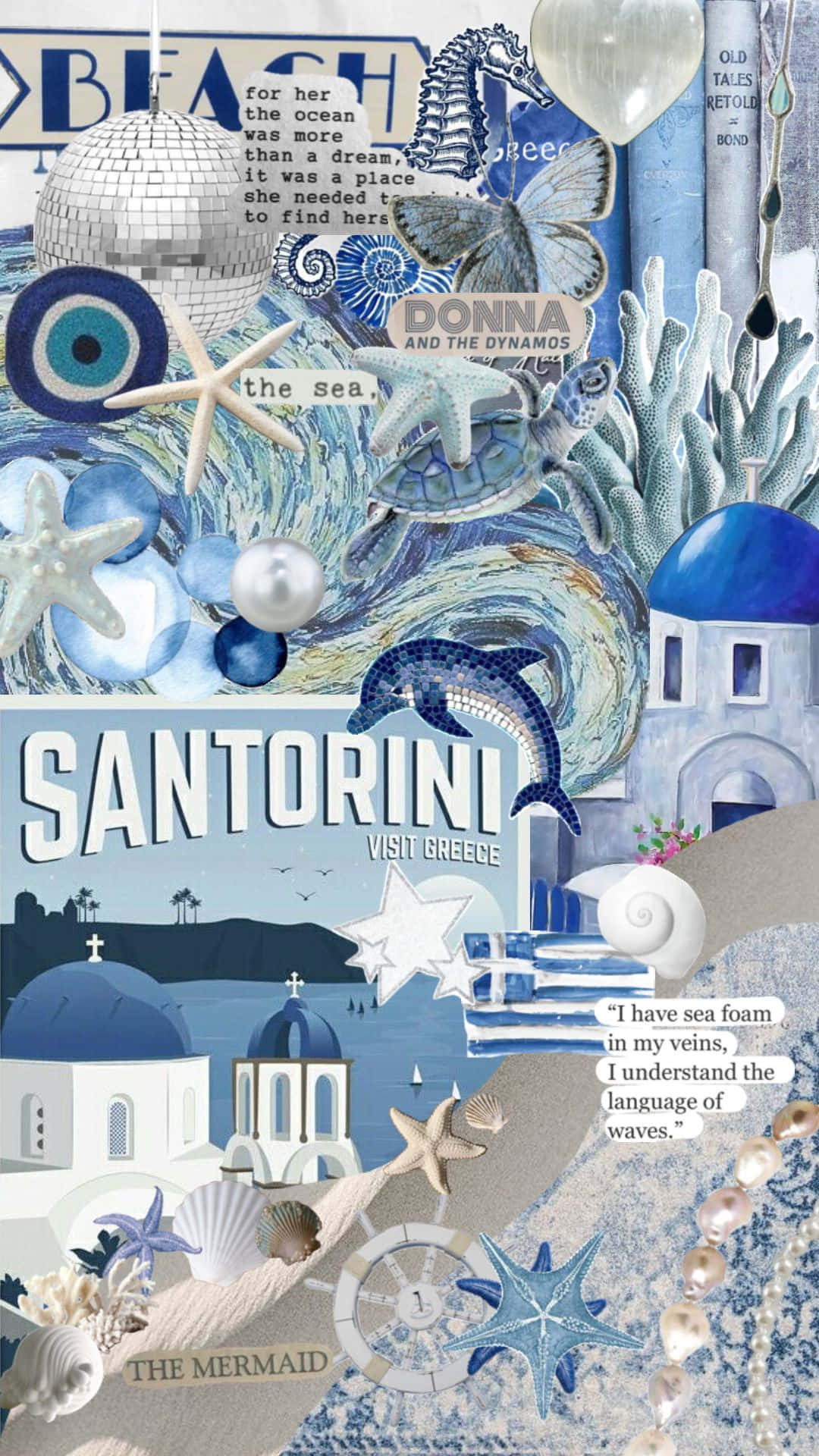Santorini Greece Collage Aesthetic Wallpaper